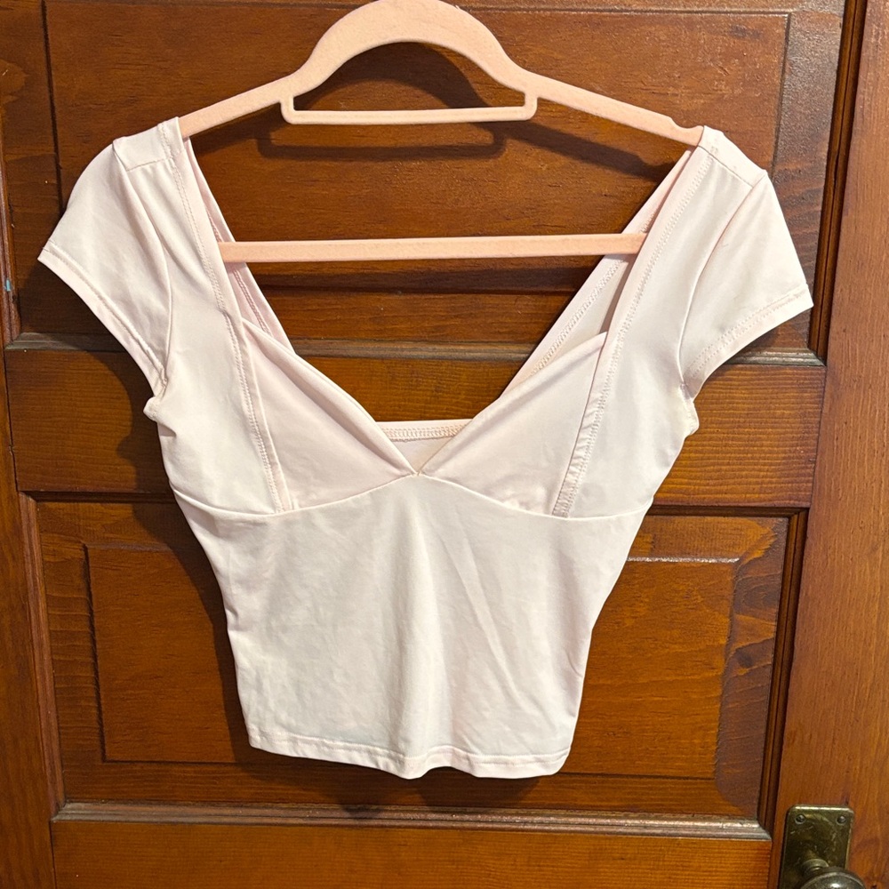 Light Pink V-Neck Crop Top